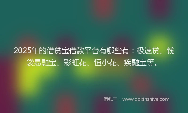 2025年的借贷宝借款平台有哪些有：极速贷、钱袋易融宝、彩虹花、恒小花、疾融宝等。