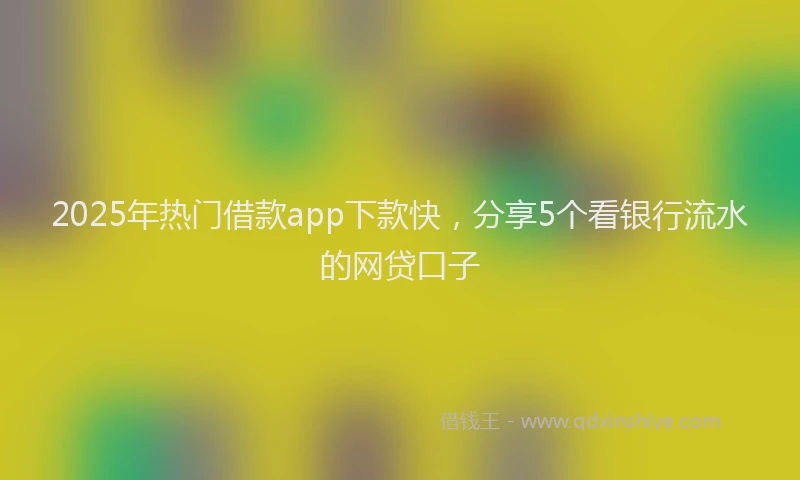 2025年热门借款app下款快，分享5个看银行流水的网贷口子