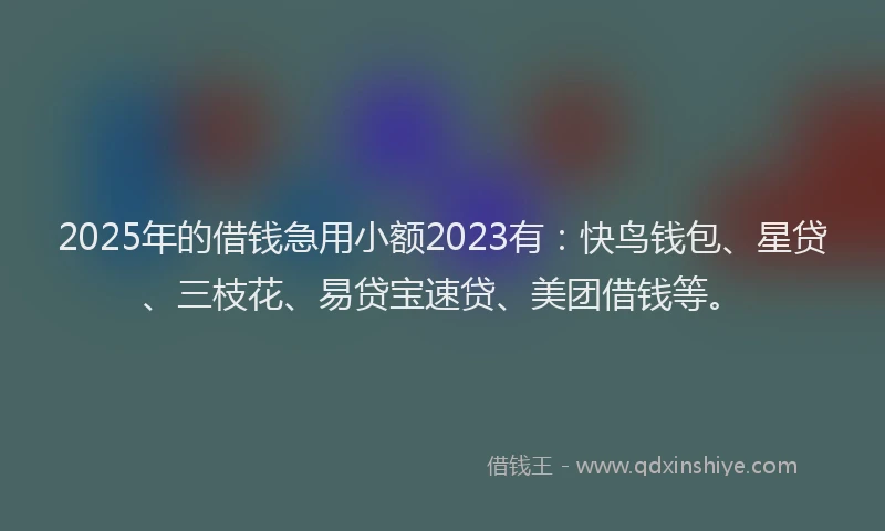 2025年的借钱急用小额2023有：快鸟钱包、星贷、三枝花、易贷宝速贷、美团借钱等。