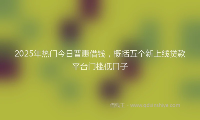 2025年热门今日普惠借钱，概括五个新上线贷款平台门槛低口子