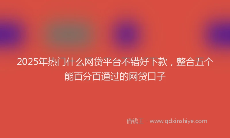 2025年热门什么网贷平台不错好下款，整合五个能百分百通过的网贷口子