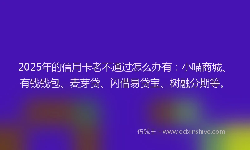 2025年的信用卡老不通过怎么办有：小喵商城、有钱钱包、麦芽贷、闪借易贷宝、树融分期等。
