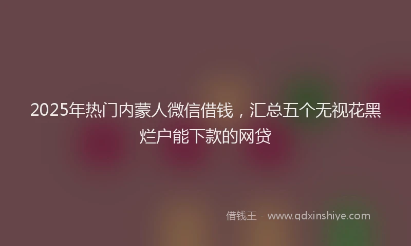 2025年热门内蒙人微信借钱，汇总五个无视花黑烂户能下款的网贷