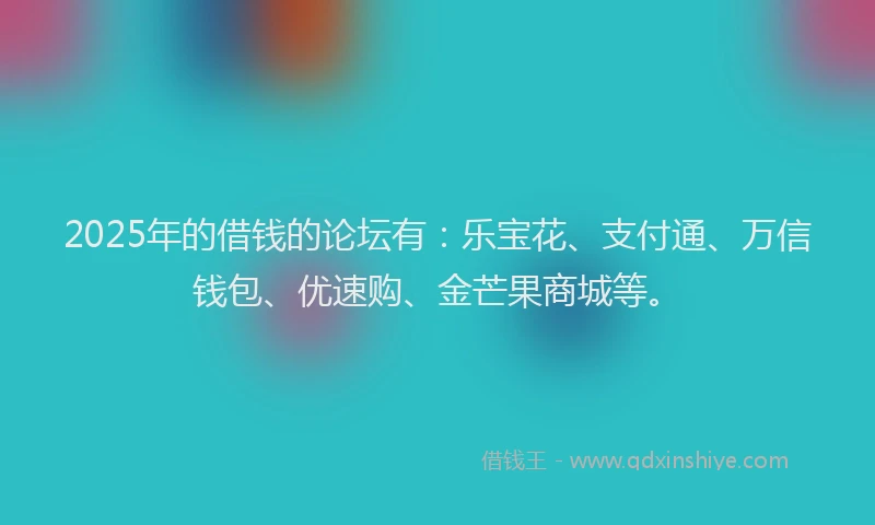 2025年的借钱的论坛有：乐宝花、支付通、万信钱包、优速购、金芒果商城等。