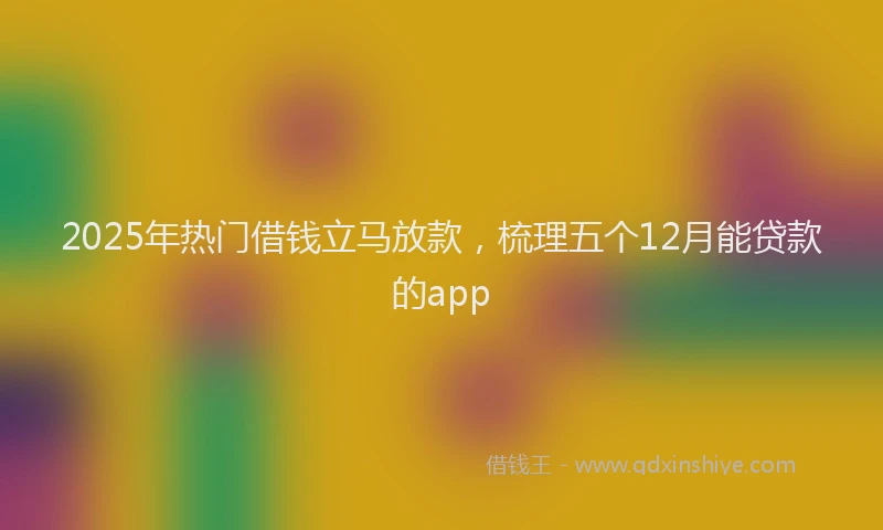 2025年热门借钱立马放款，梳理五个12月能贷款的app