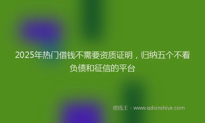 2025年热门借钱不需要资质证明，归纳五个不看负债和征信的平台