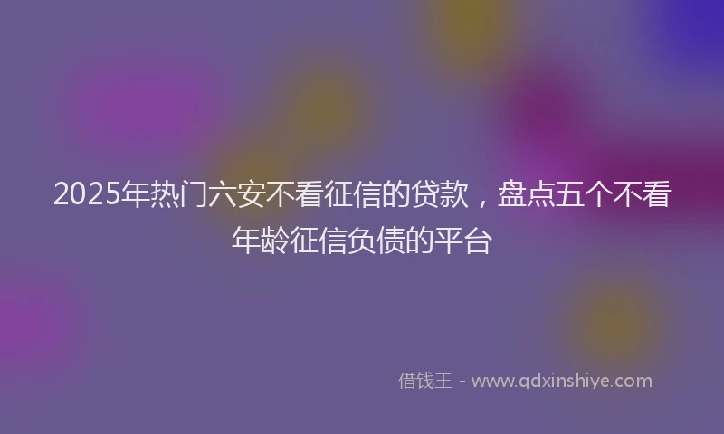 2025年热门六安不看征信的贷款，盘点五个不看年龄征信负债的平台