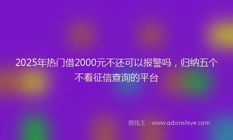 2025年热门借2000元不还可以报警吗，归纳五个不看征信查询的平台
