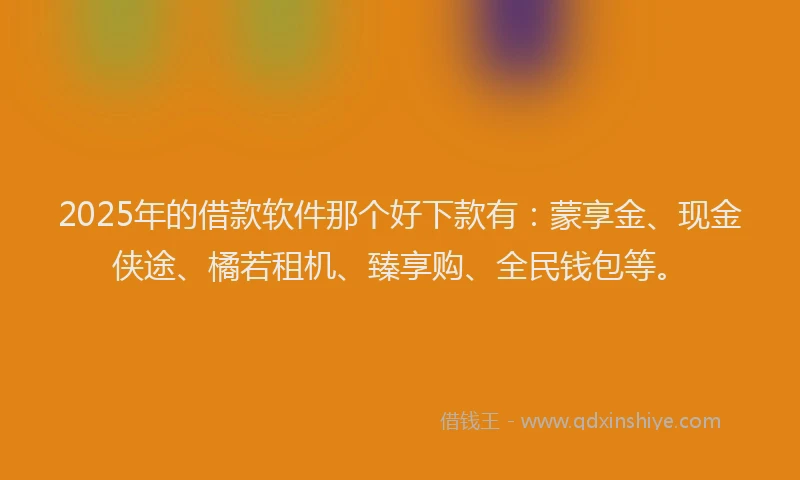 2025年的借款软件那个好下款有：蒙享金、现金侠途、橘若租机、臻享购、全民钱包等。
