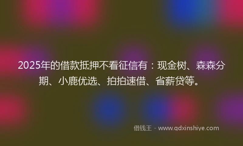 2025年的借款抵押不看征信有：现金树、森森分期、小鹿优选、拍拍速借、省薪贷等。