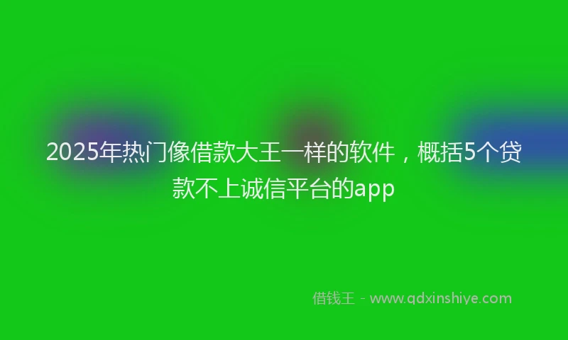 2025年热门像借款大王一样的软件，概括5个贷款不上诚信平台的app