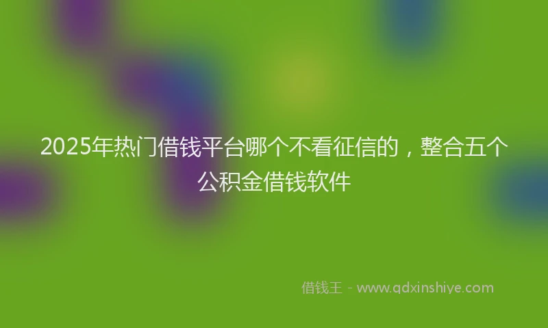 2025年热门借钱平台哪个不看征信的，整合五个公积金借钱软件