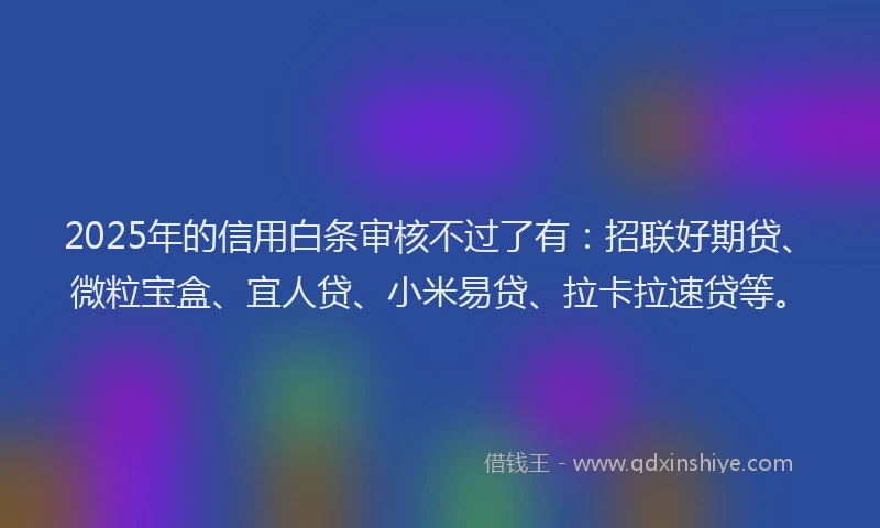 2025年的信用白条审核不过了有：招联好期贷、微粒宝盒、宜人贷、小米易贷、拉卡拉速贷等。