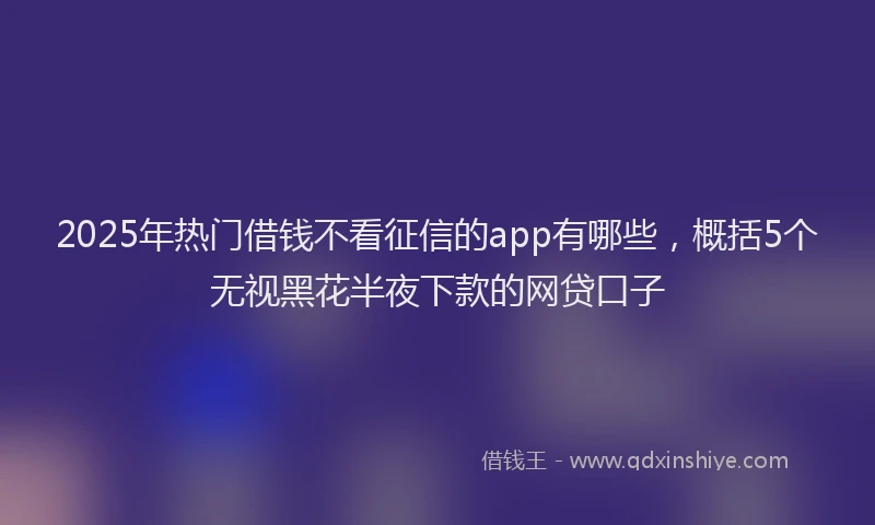 2025年热门借钱不看征信的app有哪些，概括5个无视黑花半夜下款的网贷口子