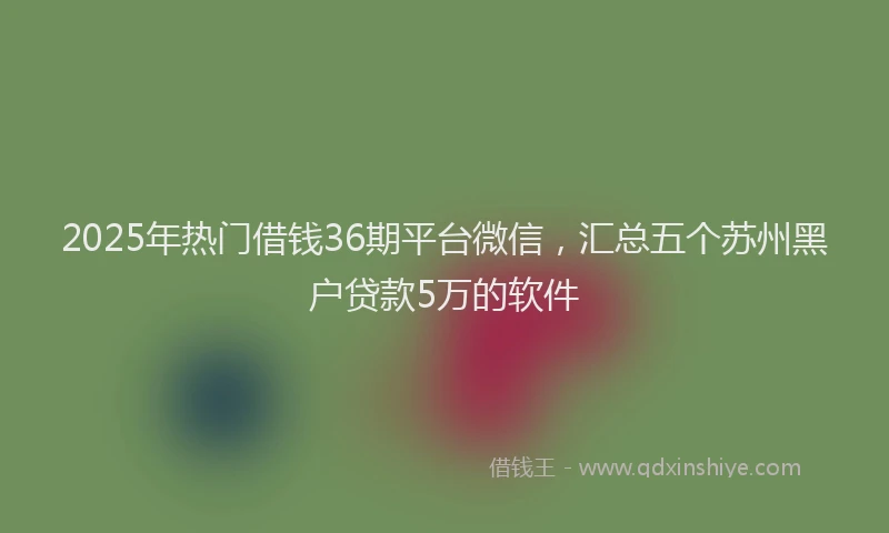 2025年热门借钱36期平台微信，汇总五个苏州黑户贷款5万的软件