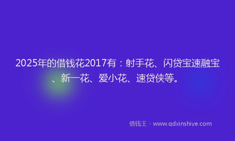 2025年的借钱花2017有：射手花、闪贷宝速融宝、新一花、爱小花、速贷侠等。