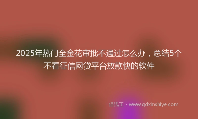 2025年热门全金花审批不通过怎么办，总结5个不看征信网贷平台放款快的软件