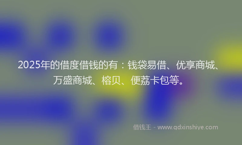 2025年的借度借钱的有：钱袋易借、优享商城、万盛商城、榕贝、便荔卡包等。