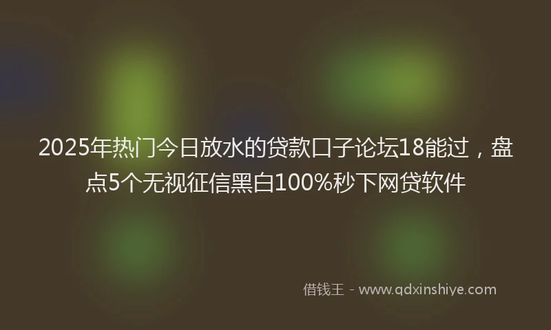 2025年热门今日放水的贷款口子论坛18能过，盘点5个无视征信黑白100%秒下网贷软件
