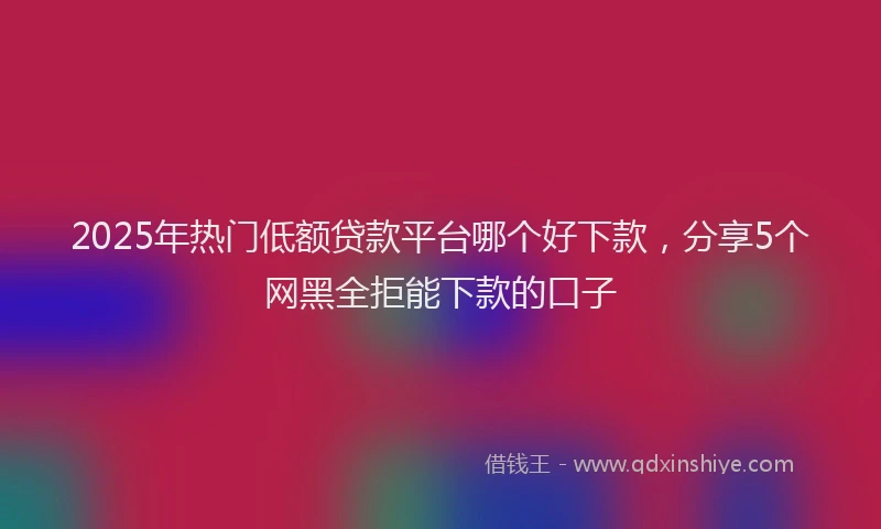 2025年热门低额贷款平台哪个好下款，分享5个网黑全拒能下款的口子