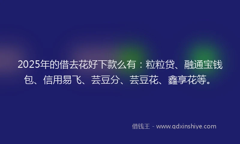 2025年的借去花好下款么有：粒粒贷、融通宝钱包、信用易飞、芸豆分、芸豆花、鑫享花等。