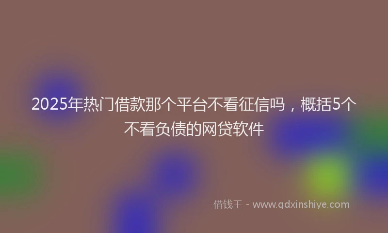 2025年热门借款那个平台不看征信吗，概括5个不看负债的网贷软件