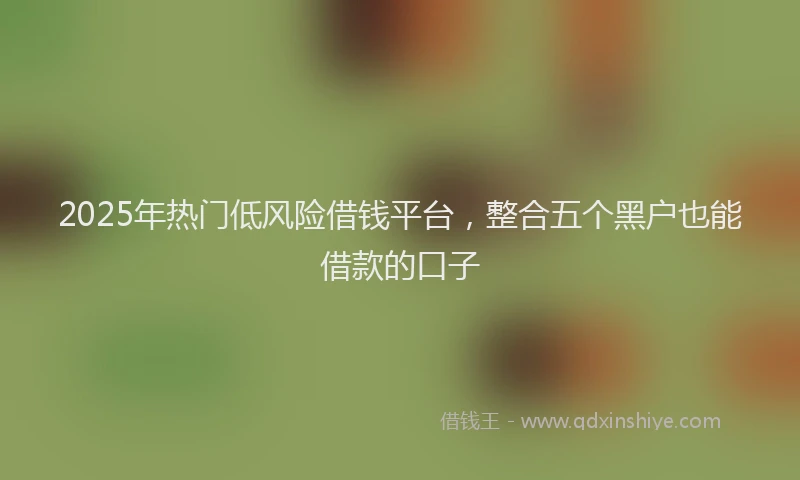 2025年热门低风险借钱平台，整合五个黑户也能借款的口子