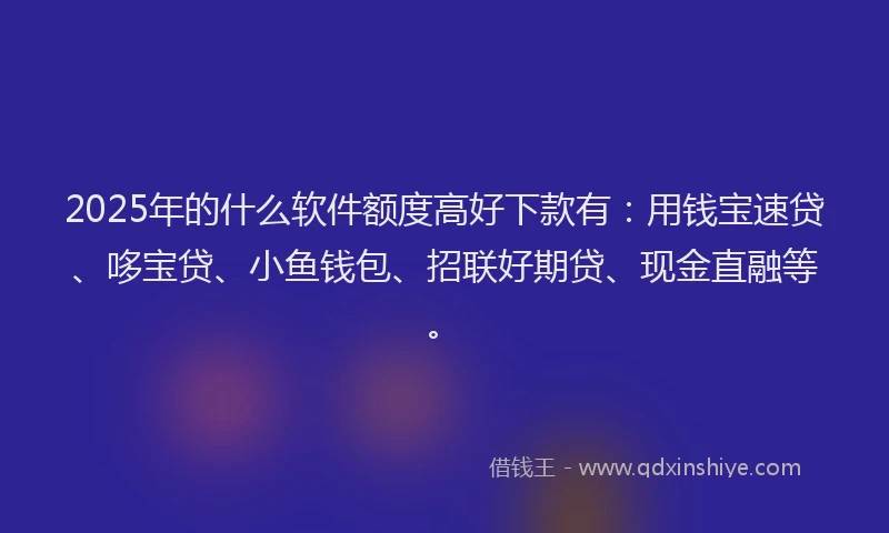 2025年的什么软件额度高好下款有：用钱宝速贷、哆宝贷、小鱼钱包、招联好期贷、现金直融等。