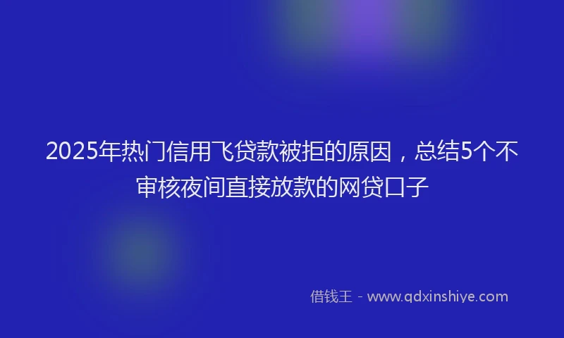 2025年热门信用飞贷款被拒的原因，总结5个不审核夜间直接放款的网贷口子