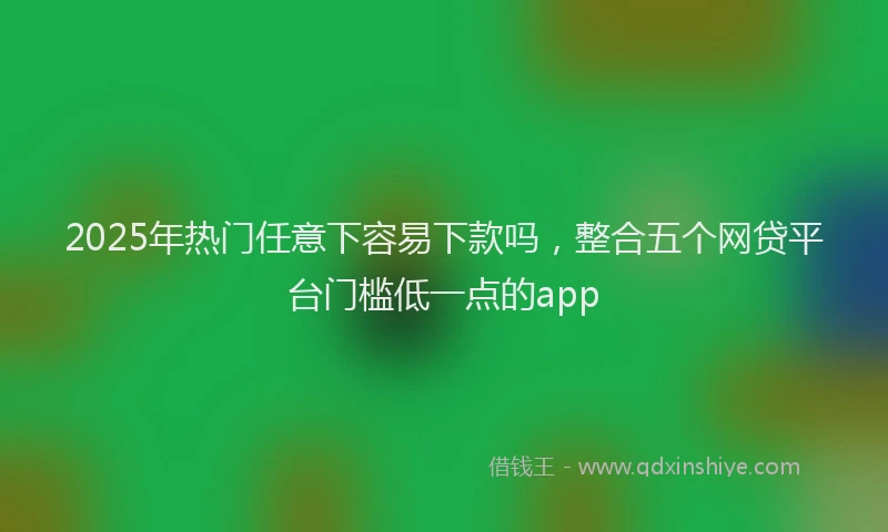 2025年热门任意下容易下款吗，整合五个网贷平台门槛低一点的app