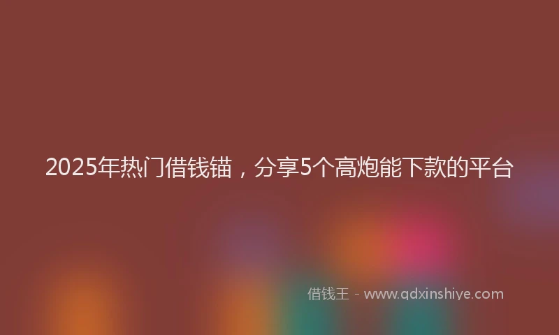 2025年热门借钱锚，分享5个高炮能下款的平台