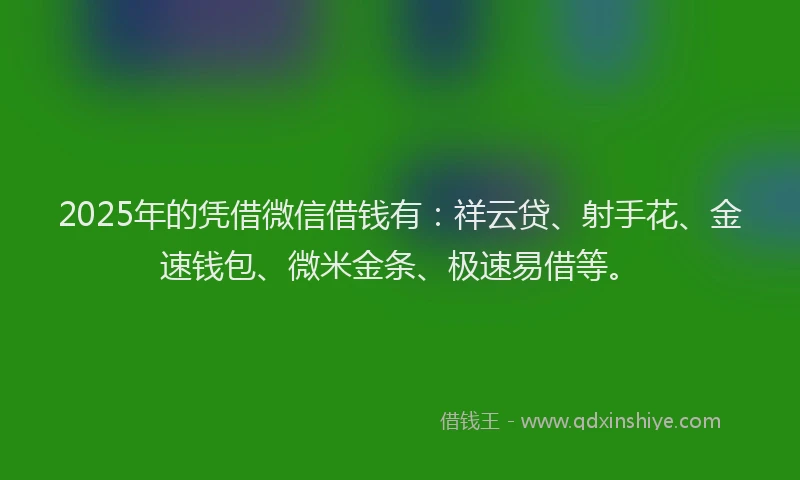 2025年的凭借微信借钱有：祥云贷、射手花、金速钱包、微米金条、极速易借等。