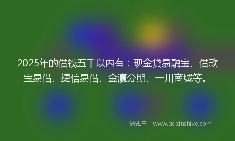 2025年的借钱五千以内有：现金贷易融宝、借款宝易借、捷信易借、金瀛分期、一川商城等。