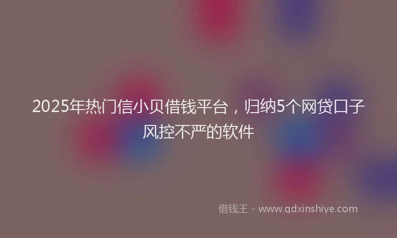 2025年热门信小贝借钱平台，归纳5个网贷口子风控不严的软件