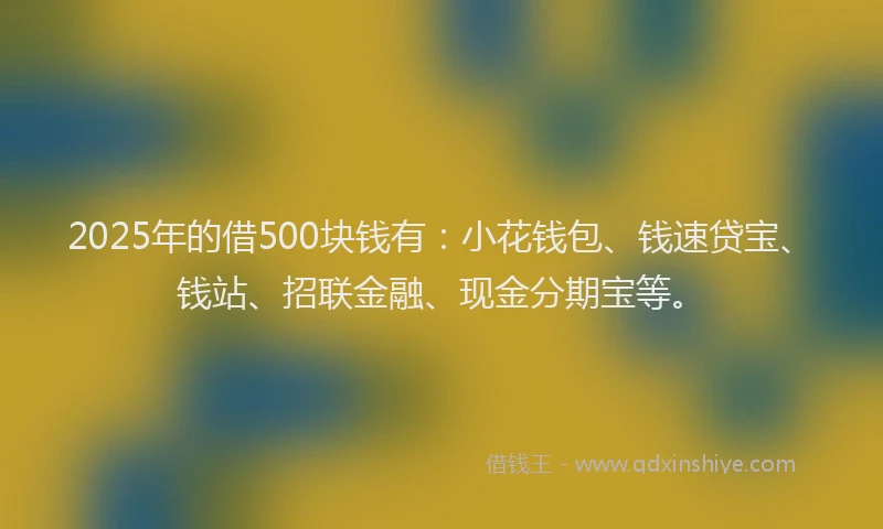 2025年的借500块钱有：小花钱包、钱速贷宝、钱站、招联金融、现金分期宝等。