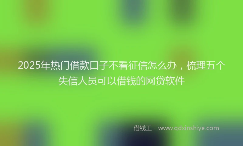 2025年热门借款口子不看征信怎么办，梳理五个失信人员可以借钱的网贷软件