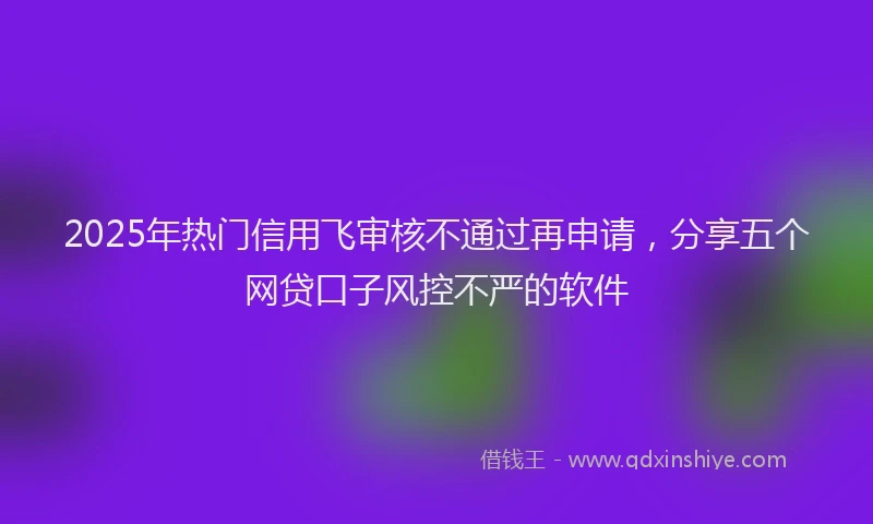 2025年热门信用飞审核不通过再申请，分享五个网贷口子风控不严的软件