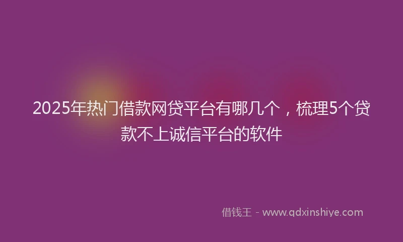2025年热门借款网贷平台有哪几个，梳理5个贷款不上诚信平台的软件