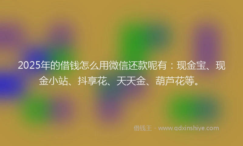 2025年的借钱怎么用微信还款呢有：现金宝、现金小站、抖享花、天天金、葫芦花等。