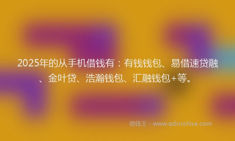 2025年的从手机借钱有：有钱钱包、易借速贷融、金叶贷、浩瀚钱包、汇融钱包+等。