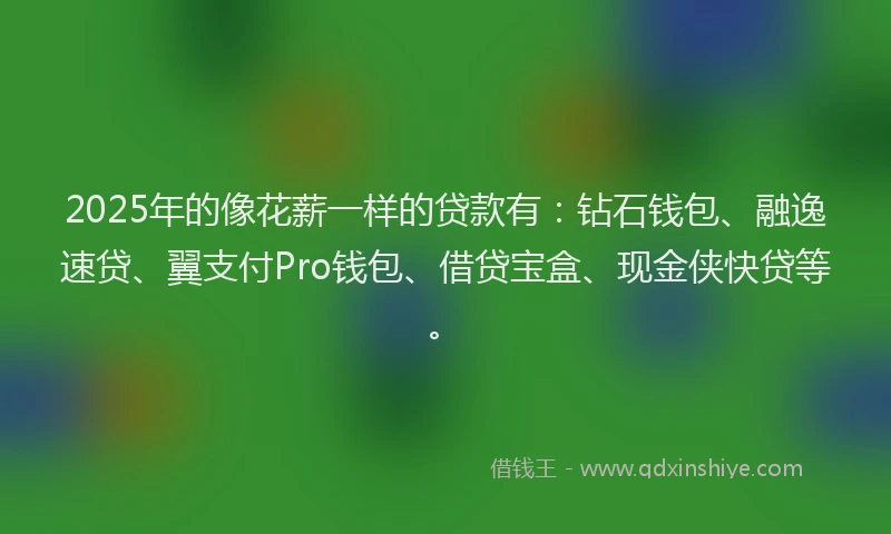 2025年的像花薪一样的贷款有：钻石钱包、融逸速贷、翼支付Pro钱包、借贷宝盒、现金侠快贷等。