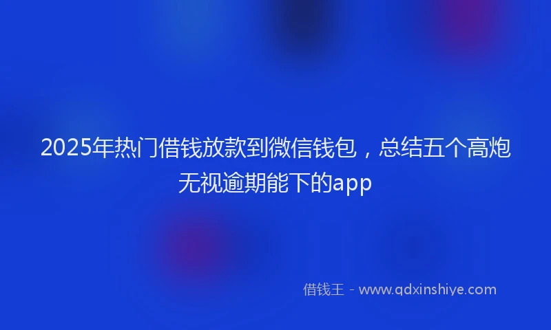 2025年热门借钱放款到微信钱包，总结五个高炮无视逾期能下的app