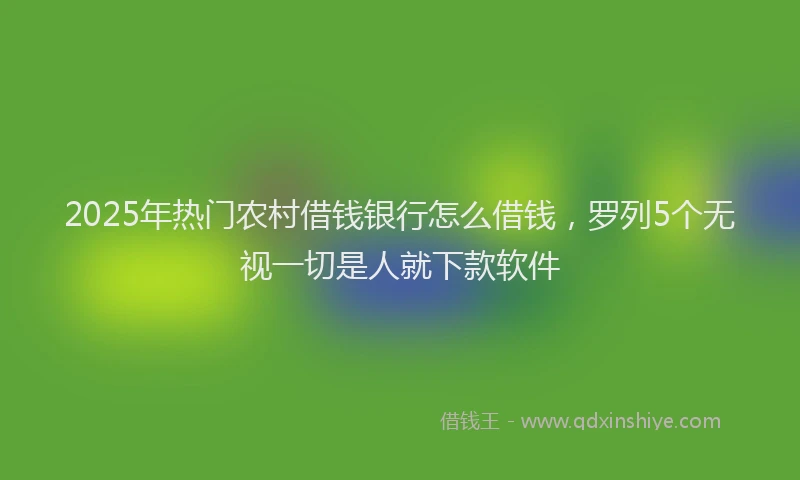 2025年热门农村借钱银行怎么借钱，罗列5个无视一切是人就下款软件