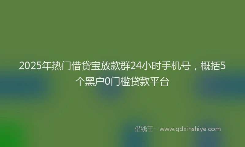 2025年热门借贷宝放款群24小时手机号，概括5个黑户0门槛贷款平台