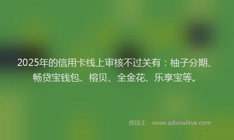 2025年的信用卡线上审核不过关有：柚子分期、畅贷宝钱包、榕贝、全金花、乐享宝等。