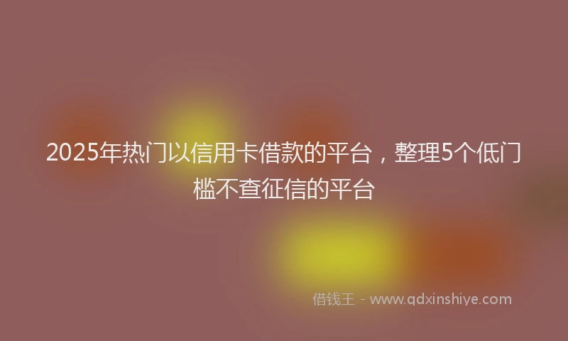 2025年热门以信用卡借款的平台，整理5个低门槛不查征信的平台