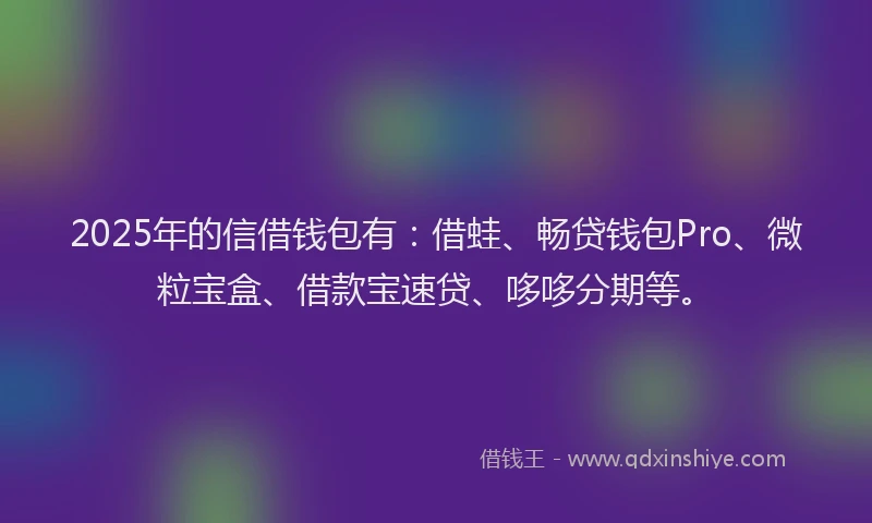2025年的信借钱包有：借蛙、畅贷钱包Pro、微粒宝盒、借款宝速贷、哆哆分期等。