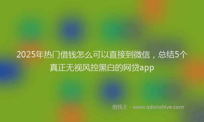2025年热门借钱怎么可以直接到微信，总结5个真正无视风控黑白的网贷app