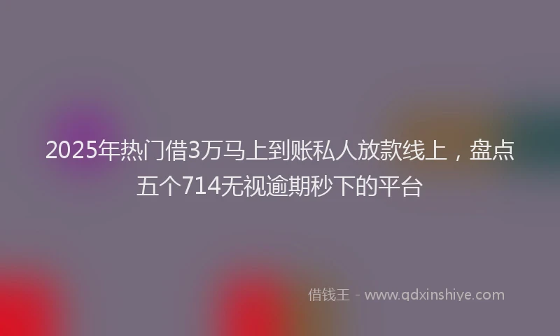 2025年热门借3万马上到账私人放款线上，盘点五个714无视逾期秒下的平台