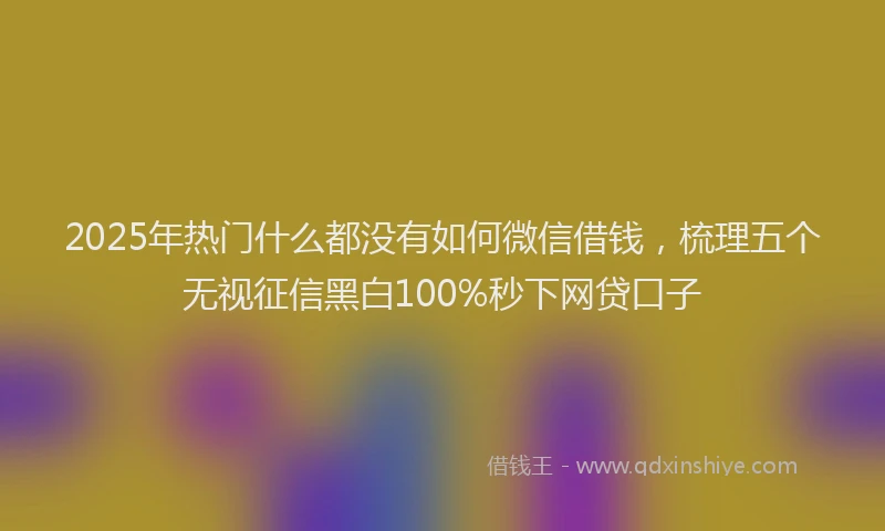 2025年热门什么都没有如何微信借钱，梳理五个无视征信黑白100%秒下网贷口子